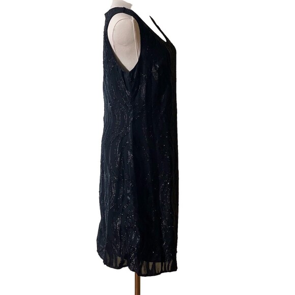 Mlle Gabrielle Dress 12 Black Sequins Sleeveless Cruise Party Flapper Vibes - Picture 7 of 16